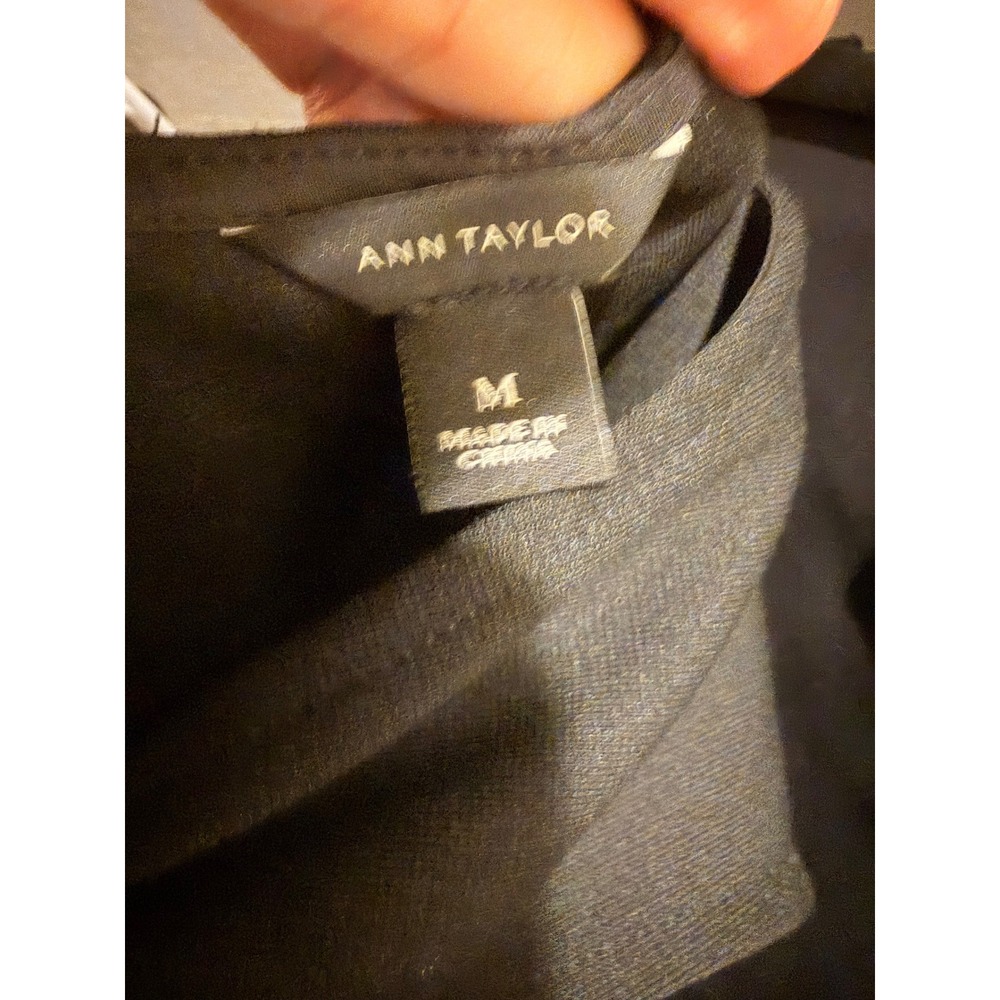 Ann Taylor Black Beaded Sleeveless Top Ostrich Feather Hem Tie Back Medium Glam - Picture 10 of 10
